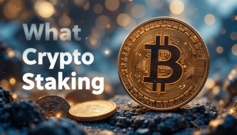 Give me a picture where it should be written “What is Crypto Staking ” Beautifully