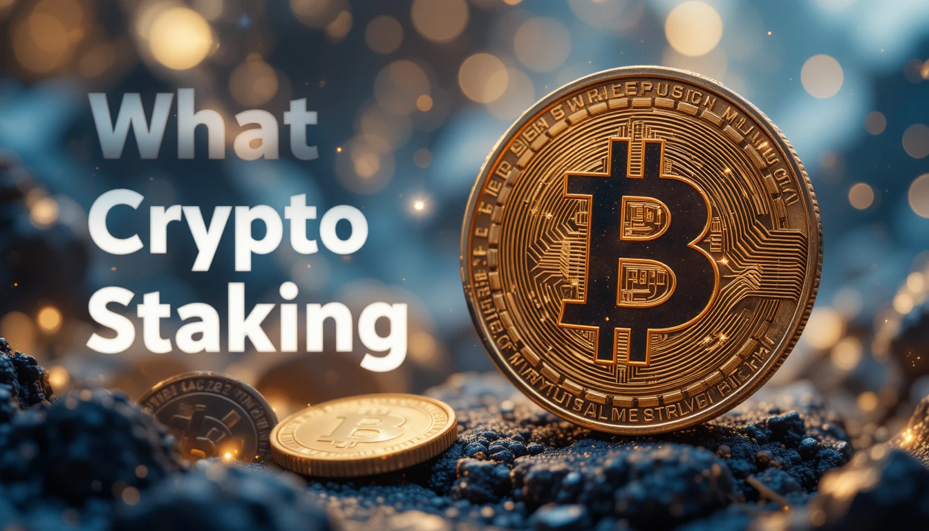 Give me a picture where it should be written “What is Crypto Staking ” Beautifully